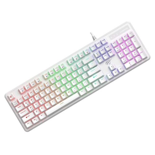 CLAVIER MECANIQUE GAMING HAVIT KB870L 104 KEY BLUE-SWITCH RGB WHITE